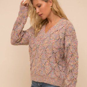 Multi Color Pebble V-neck Sweater